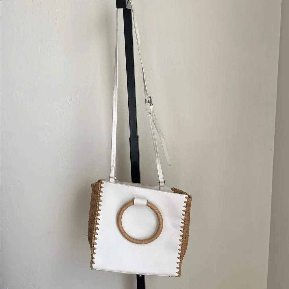 Zara White Crossbody Circle Handle Bag Boho - Picture 8 of 12